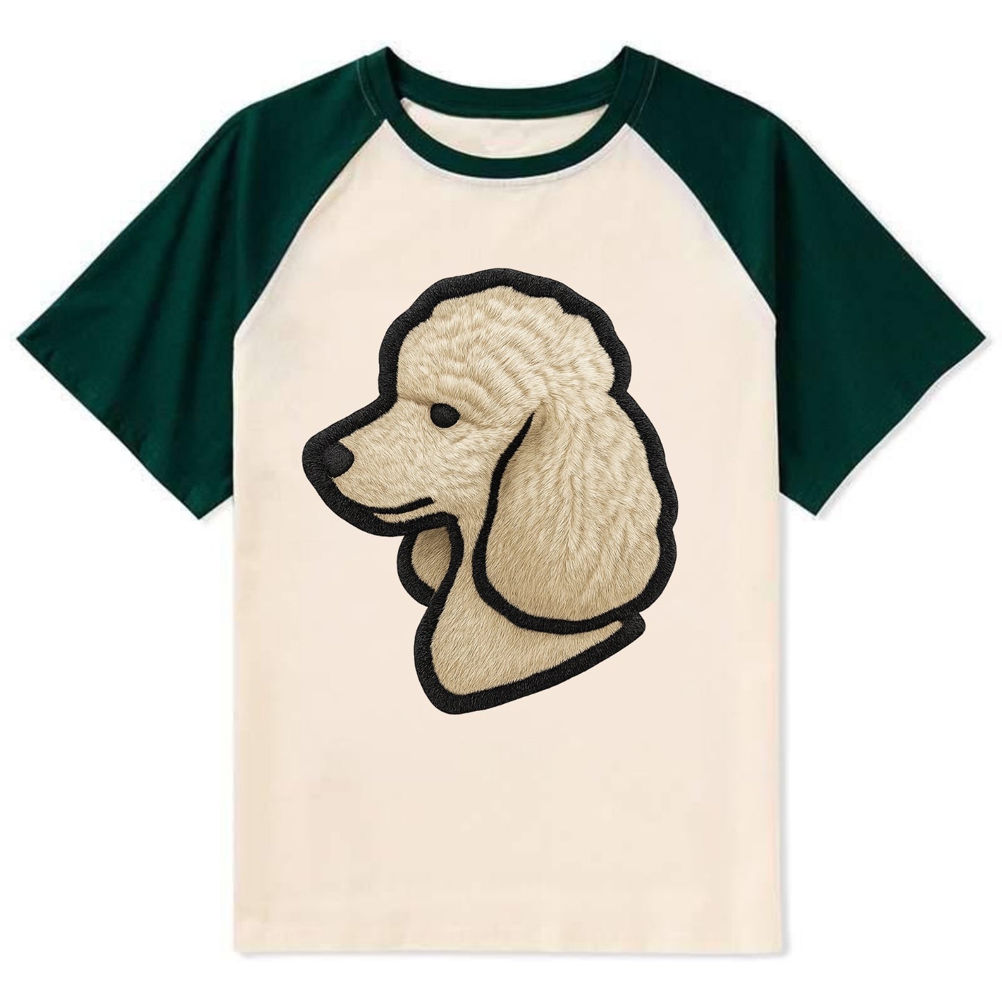 Poodle - Contemporary clean style with s - Contrast Raglan T-shirt - Green