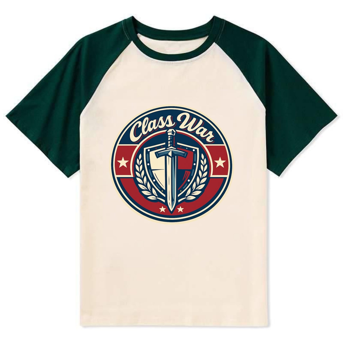 class war - Contrast Raglan T-shirt - Green