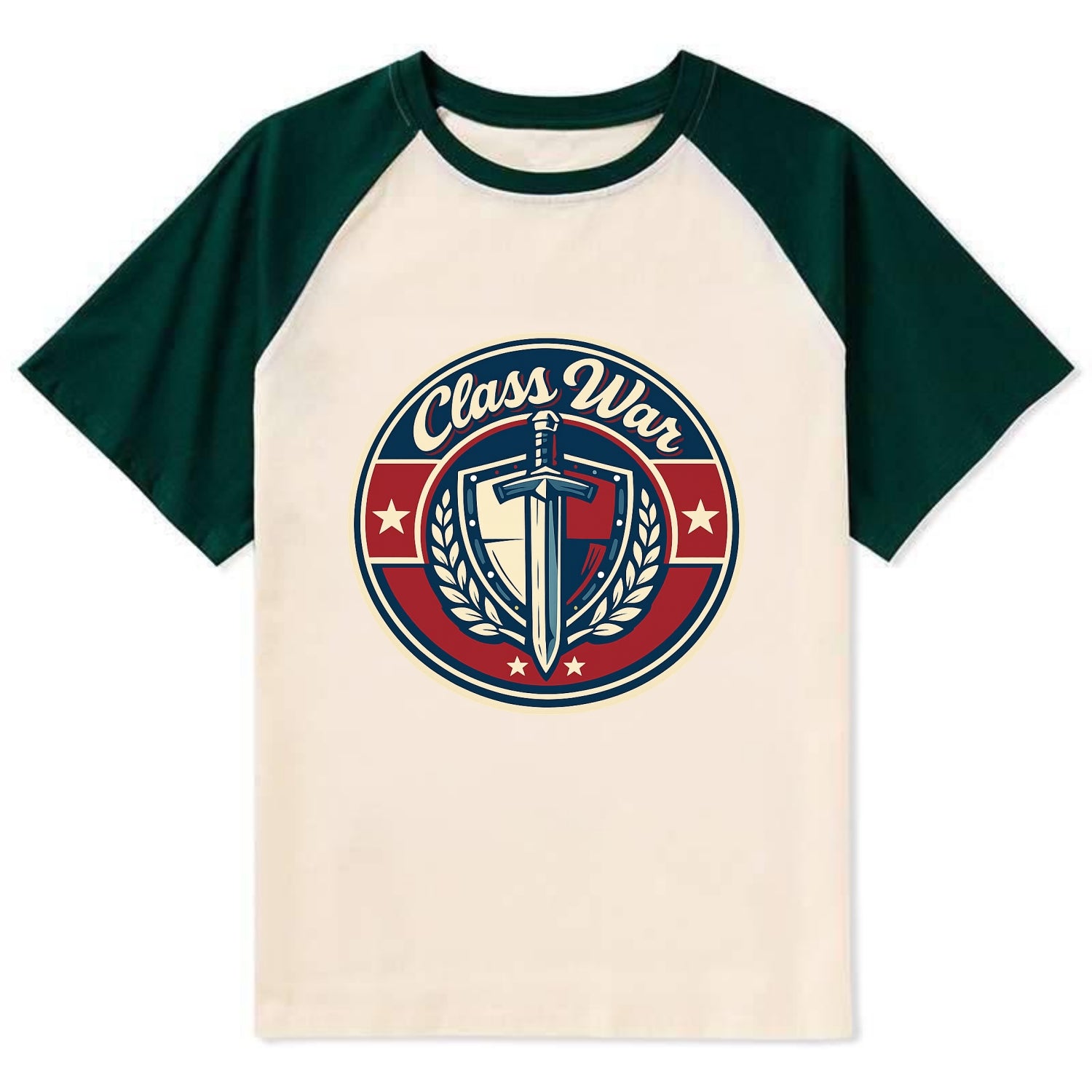 class war - Contrast Raglan T-shirt - Green