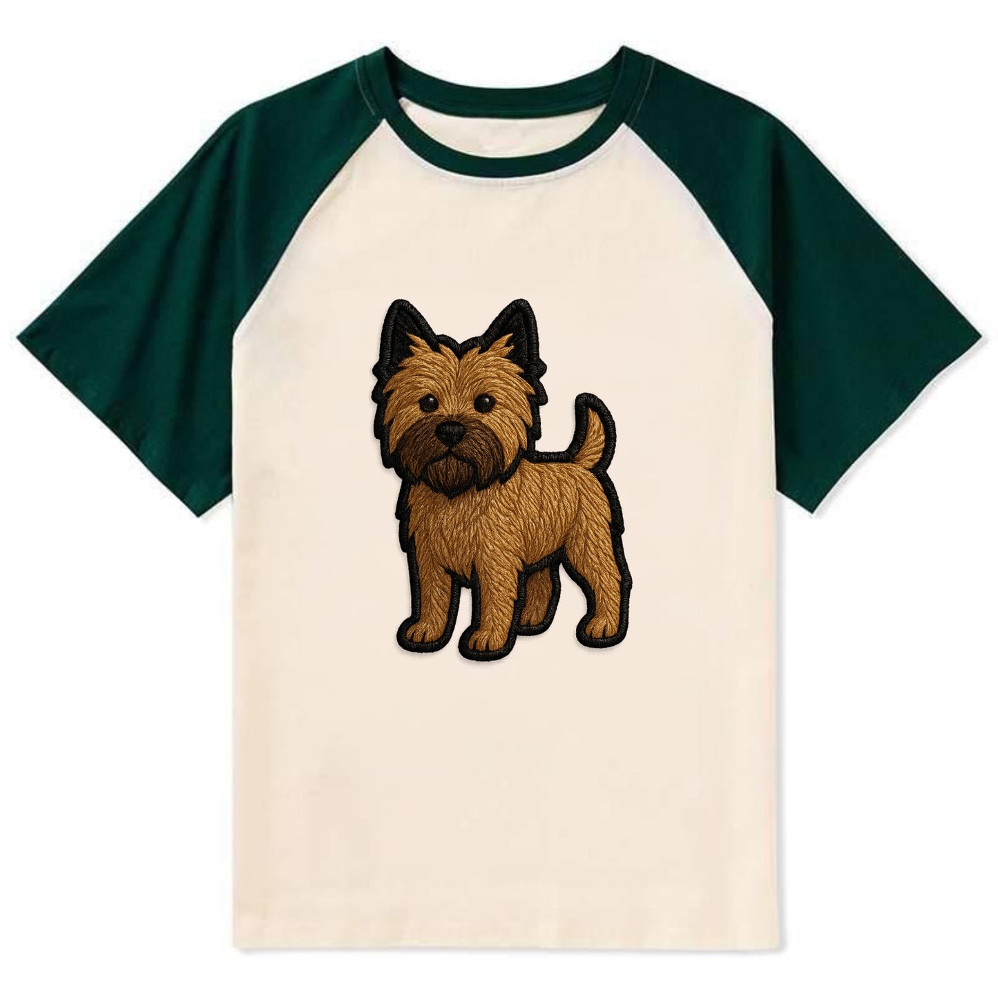Cairn Terrier - Modern shaggy design wit - Contrast Raglan T-shirt - Green