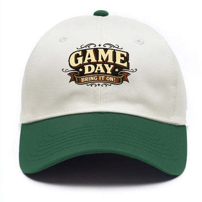 Bold typography design - "GAME DAY" - competition ready, bring it on - Two Tone Cap - Green