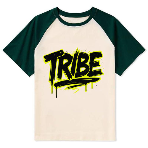 Bold typography design - TRIBE - your community, your group - Contrast Raglan T-shirt