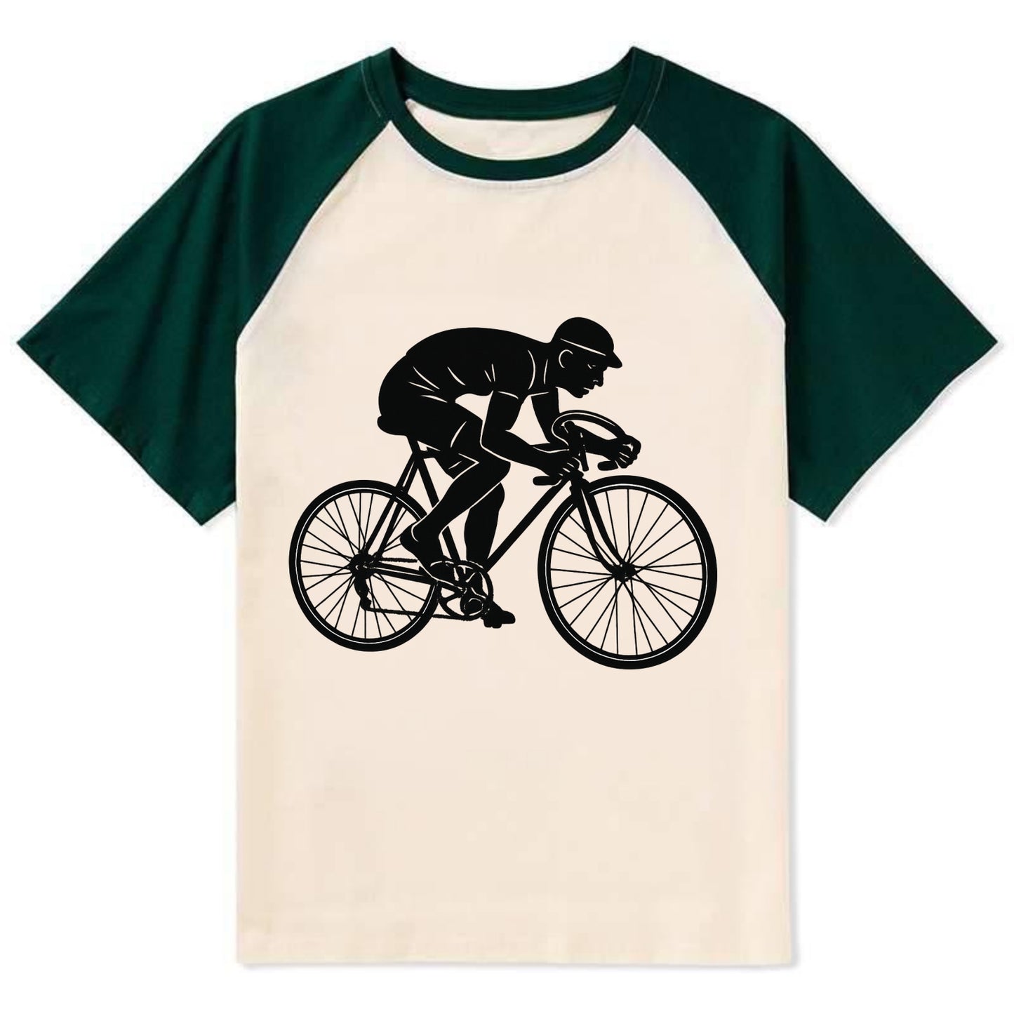 Cyclist sprinting in racing position - Contrast Raglan T-shirt - Green
