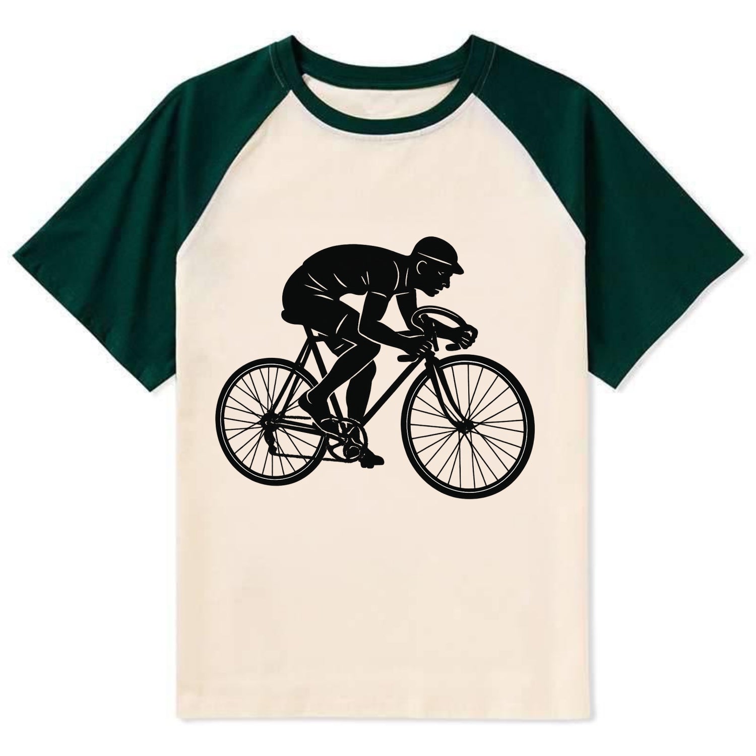 Cyclist sprinting in racing position - Contrast Raglan T-shirt - Green