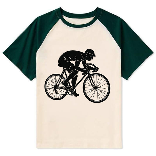 Cyclist sprinting in racing position - Contrast Raglan T-shirt - Green