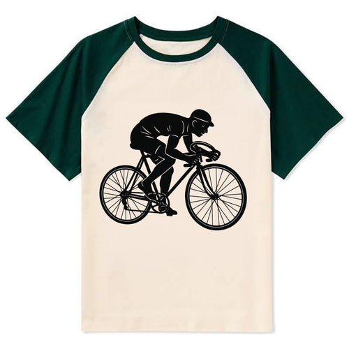 Cyclist sprinting in racing position - Contrast Raglan T-shirt