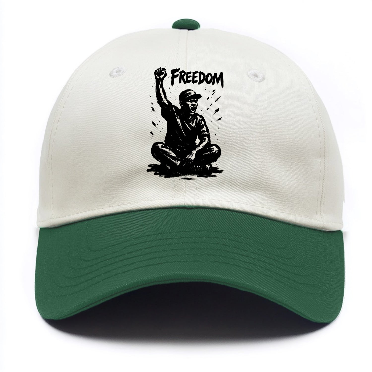 Sit-in protest figure - civil disobedience ink art - Two Tone Cap - Green