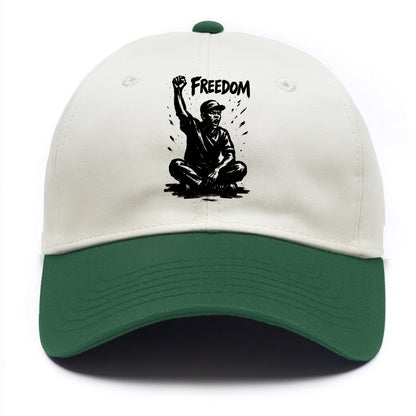 Sit-in protest figure - civil disobedience ink art - Two Tone Cap - Green