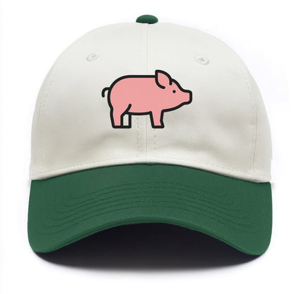 Pig - Pink farm pig flat side profile - Two Tone Cap - Green