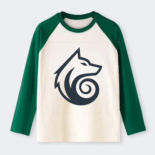 Wind Wolf Spiral  - Raglan Long Sleeve T-Shirt
