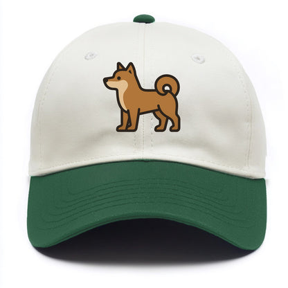 Shiba Inu - Red sesame flat side profile - Two Tone Cap - Green