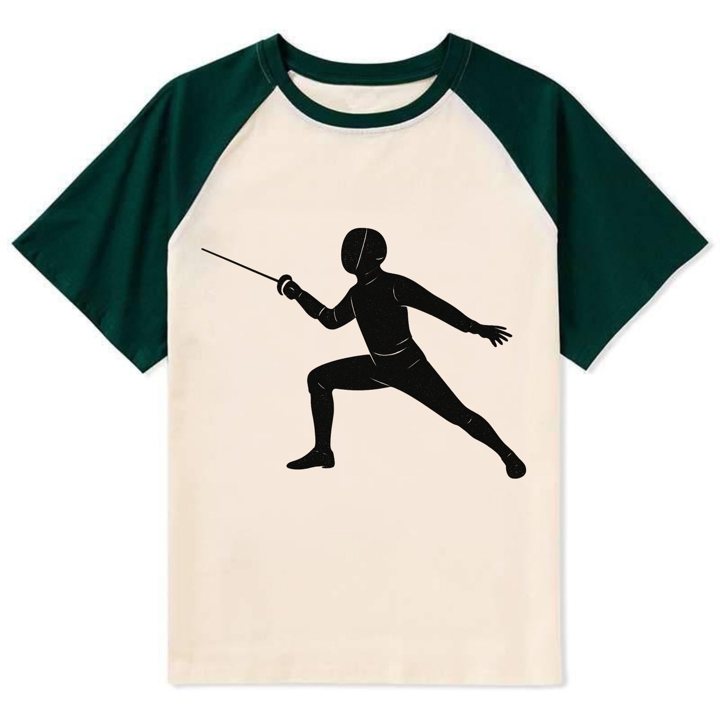 Fencer in lunge position - Contrast Raglan T-shirt - Green