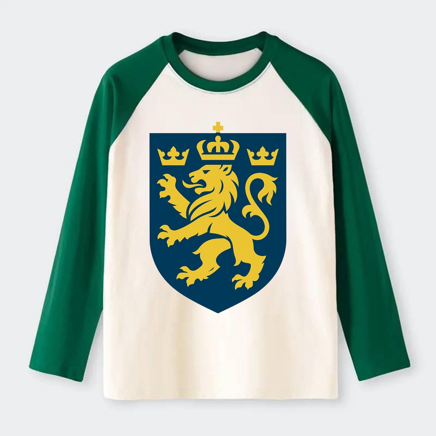 Sweden Three Crowns Emblem - Raglan Long Sleeve T-Shirt - Green