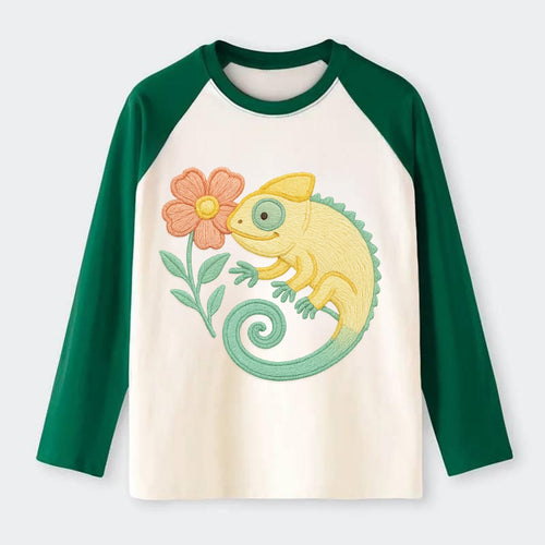 Yellow Chameleon - Raglan Long Sleeve T-Shirt
