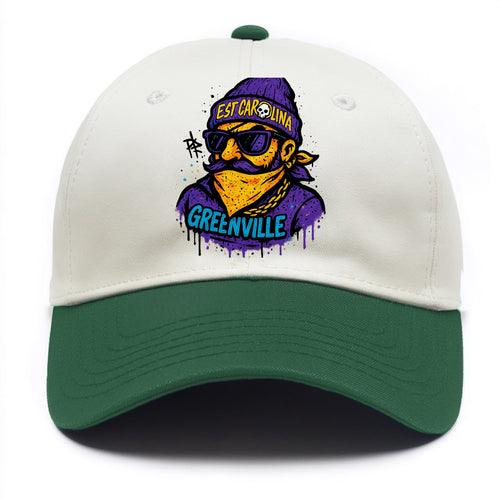 Greenville Pirate wearing East Carolina beanie with skull patch - Two Tone Cap