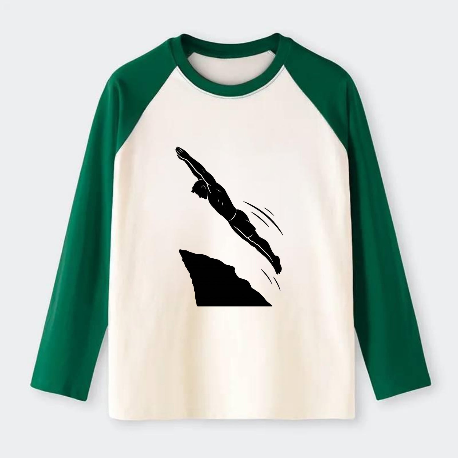 Cliff diver perfect form - Raglan Long Sleeve T-Shirt - Green