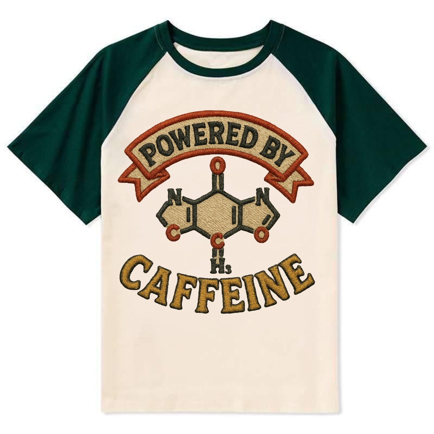 Powered By Caffeine  - Contrast Raglan T-shirt - Green
