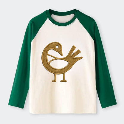 Adinkra Sankofa  - Raglan Long Sleeve T-Shirt - Green