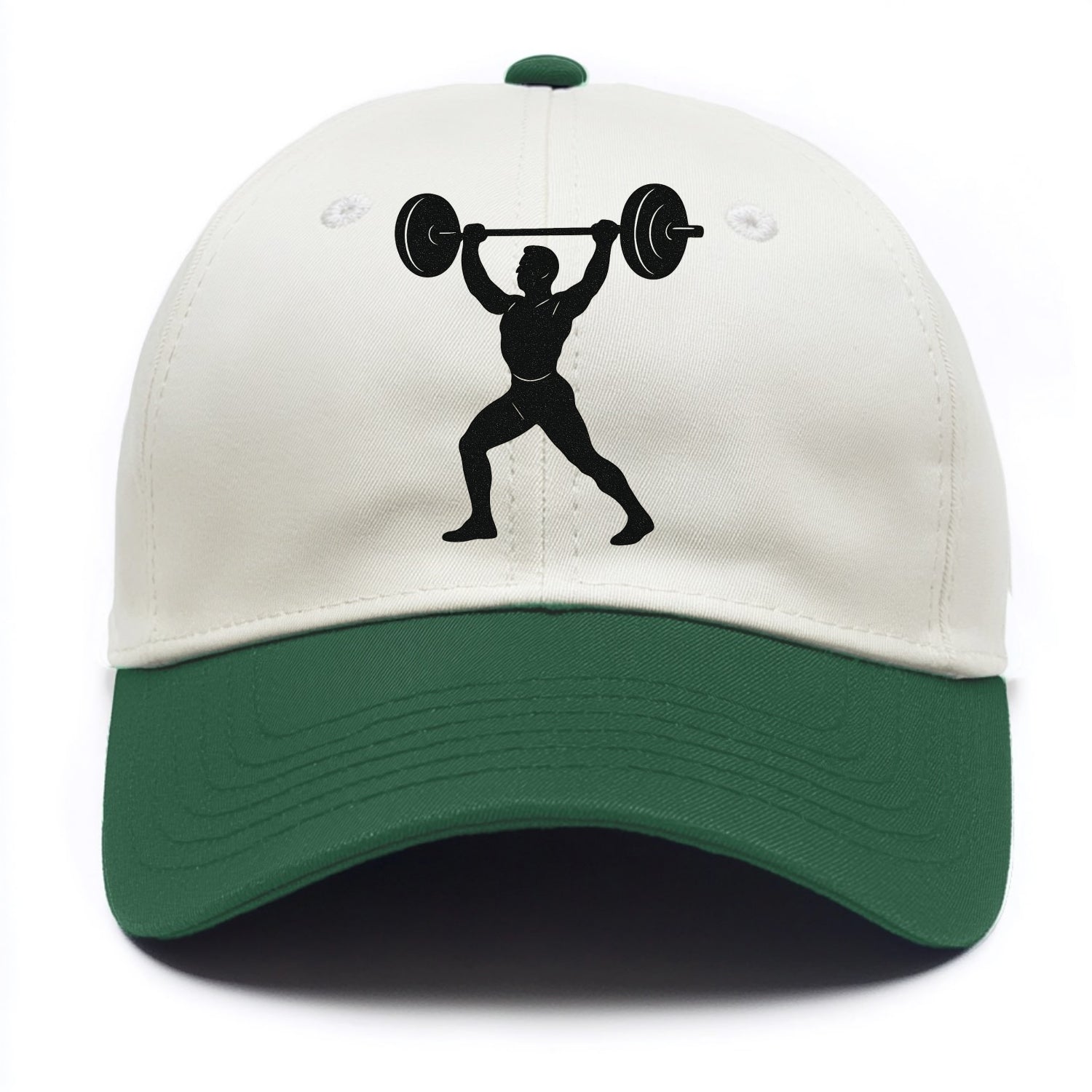 Weightlifter lifting barbell overhead - Two Tone Cap - Green