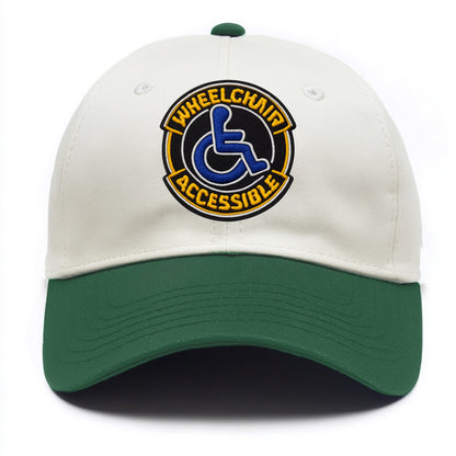 WHEELCHAIR ACCESSIBLE - accessibility symbol in blue , inclusion - Two Tone Cap - Green