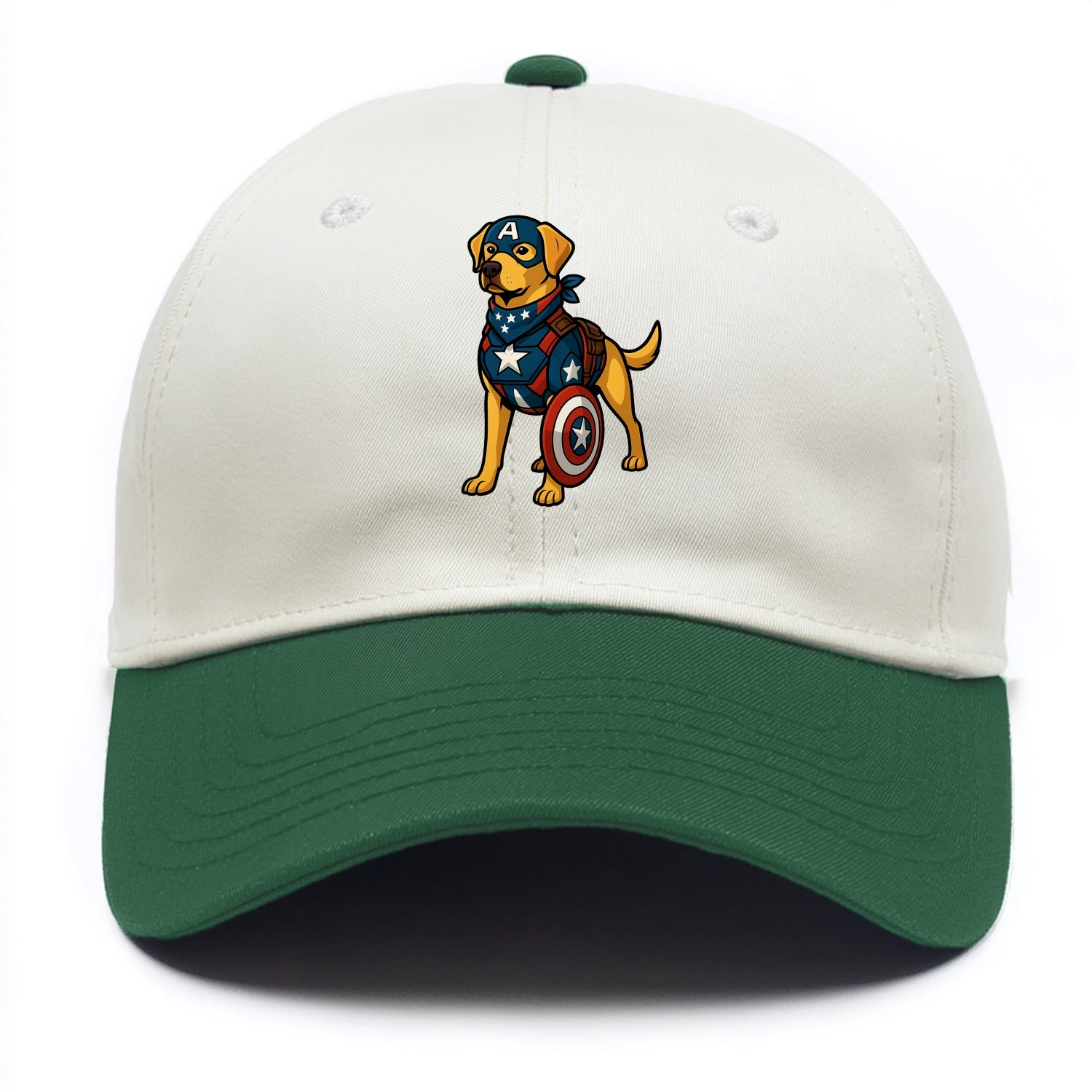 Labrador Captain America  - Two Tone Cap - Green