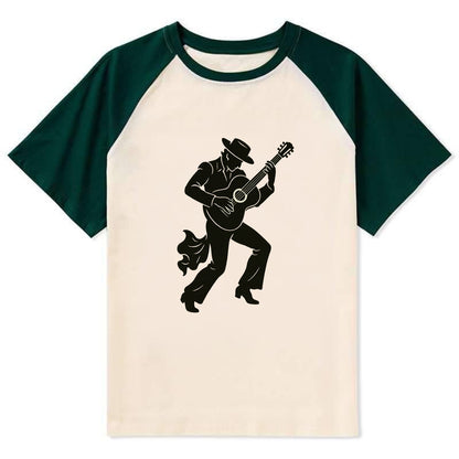 Flamenco guitarist dramatic pose - Contrast Raglan T-shirt - Green