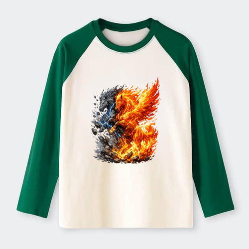 THUNDER FIRE | Horse combining lightning and flame | Electric fire | - Raglan Long Sleeve T-Shirt