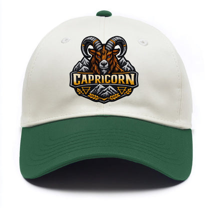 CAPRICORN GOAT - mountain goat in brown and gray , earth sign - Two Tone Cap - Green