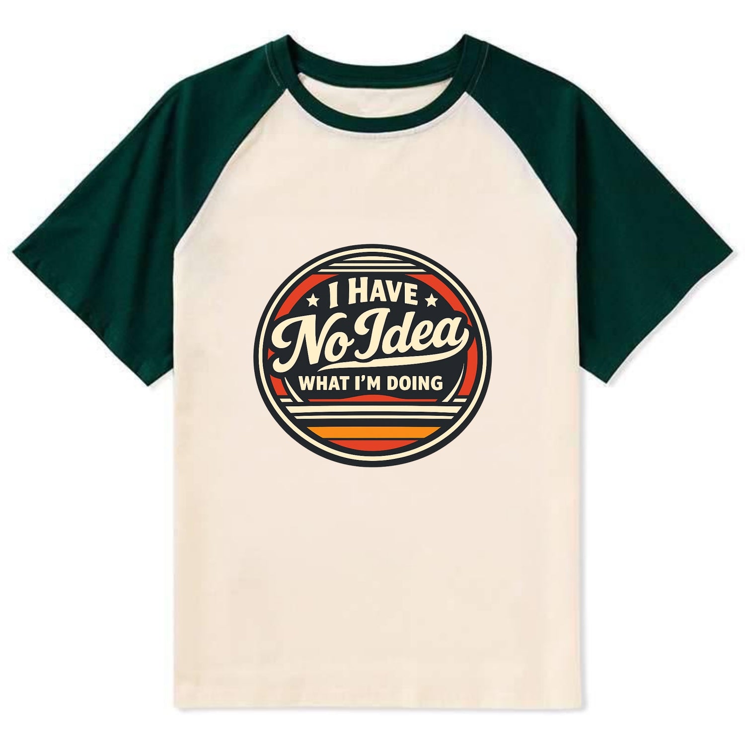 Confidently Clueless Emblem - Contrast Raglan T-shirt - Green