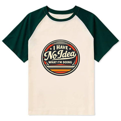 Confidently Clueless Emblem - Contrast Raglan T-shirt - Green