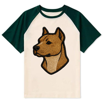 American Staffordshire Terrier - Modern - Contrast Raglan T-shirt - Green