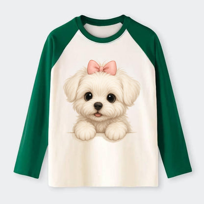 Maltese  - Raglan Long Sleeve T-Shirt - Green