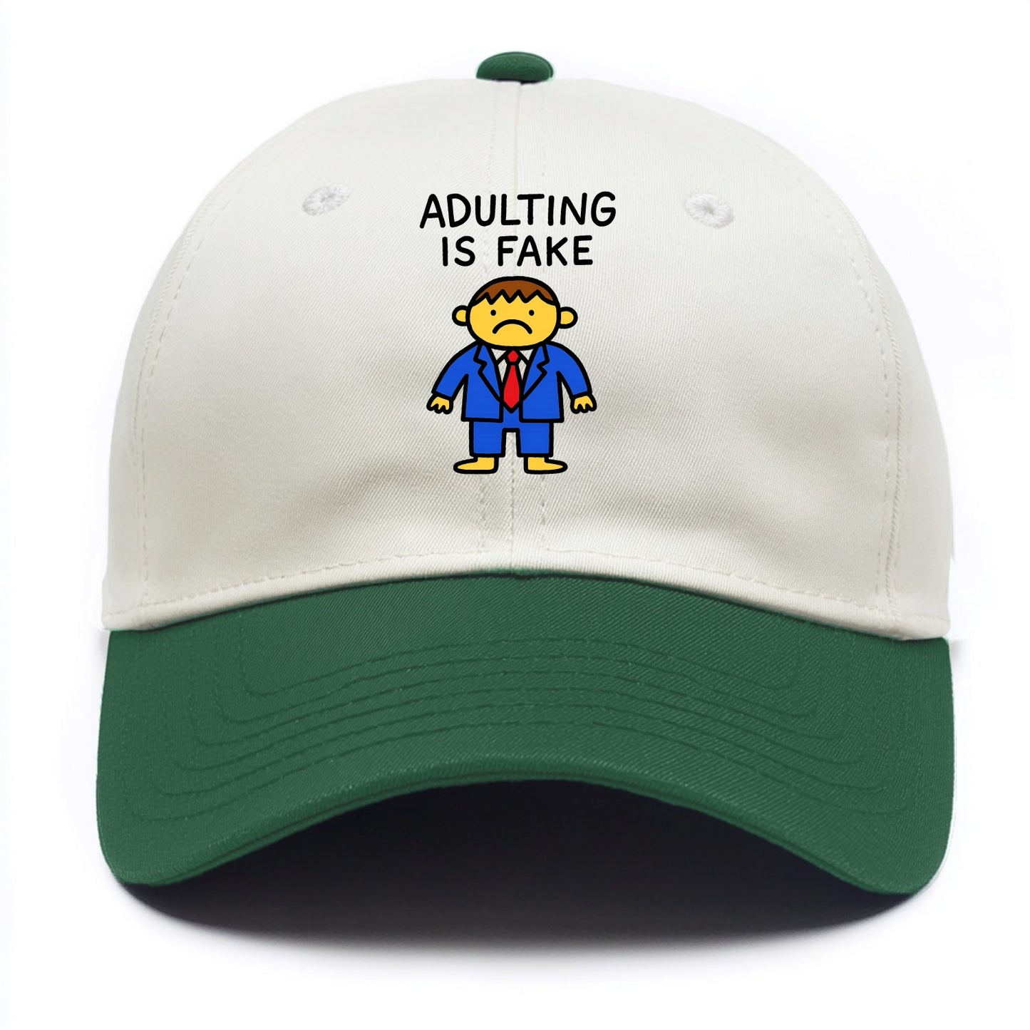 ADULTING IS FAKE | Child in suit pretending - Two Tone Cap - Green