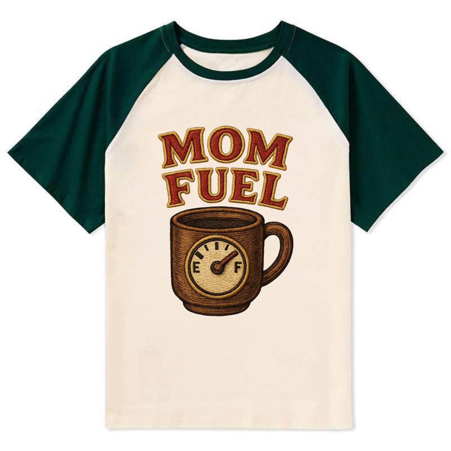Mom Fuel  - Contrast Raglan T-shirt - Green