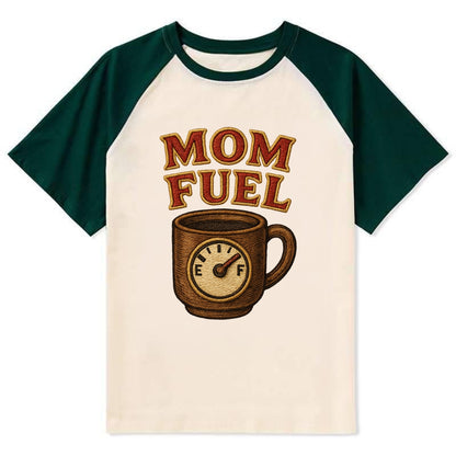 Mom Fuel  - Contrast Raglan T-shirt - Green
