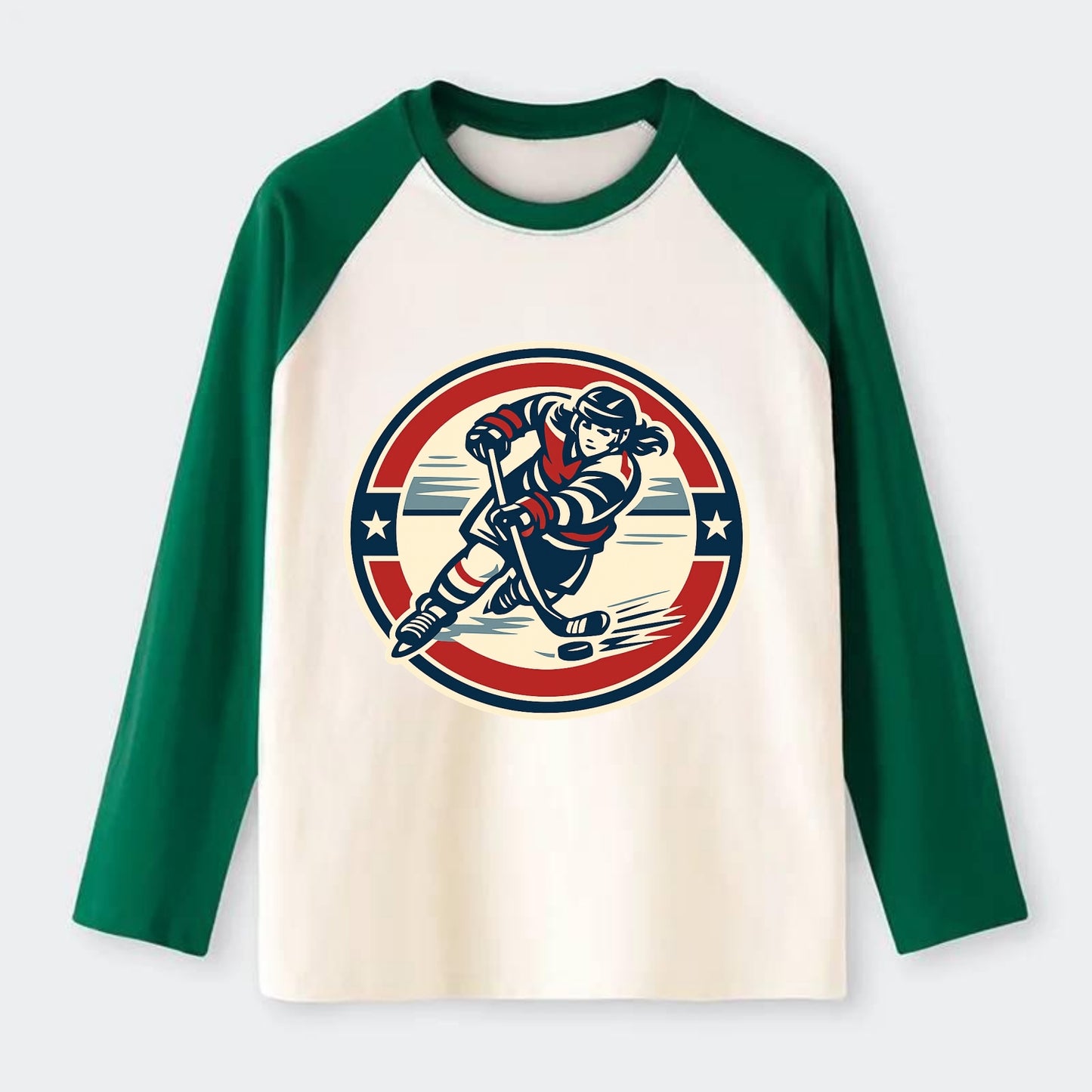 Fierce Ice Queen Emblem - Raglan Long Sleeve T-Shirt - Green