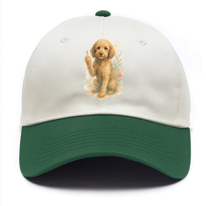 Labradoodle hypoallergenic with wavy coat, intelligent eyes, paw raised - Two Tone Cap - Green
