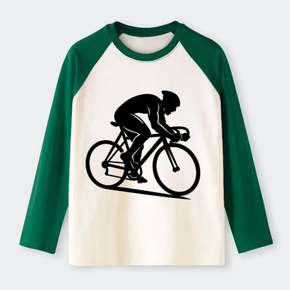 Sprint cyclist racing stance - Raglan Long Sleeve T-Shirt - Green