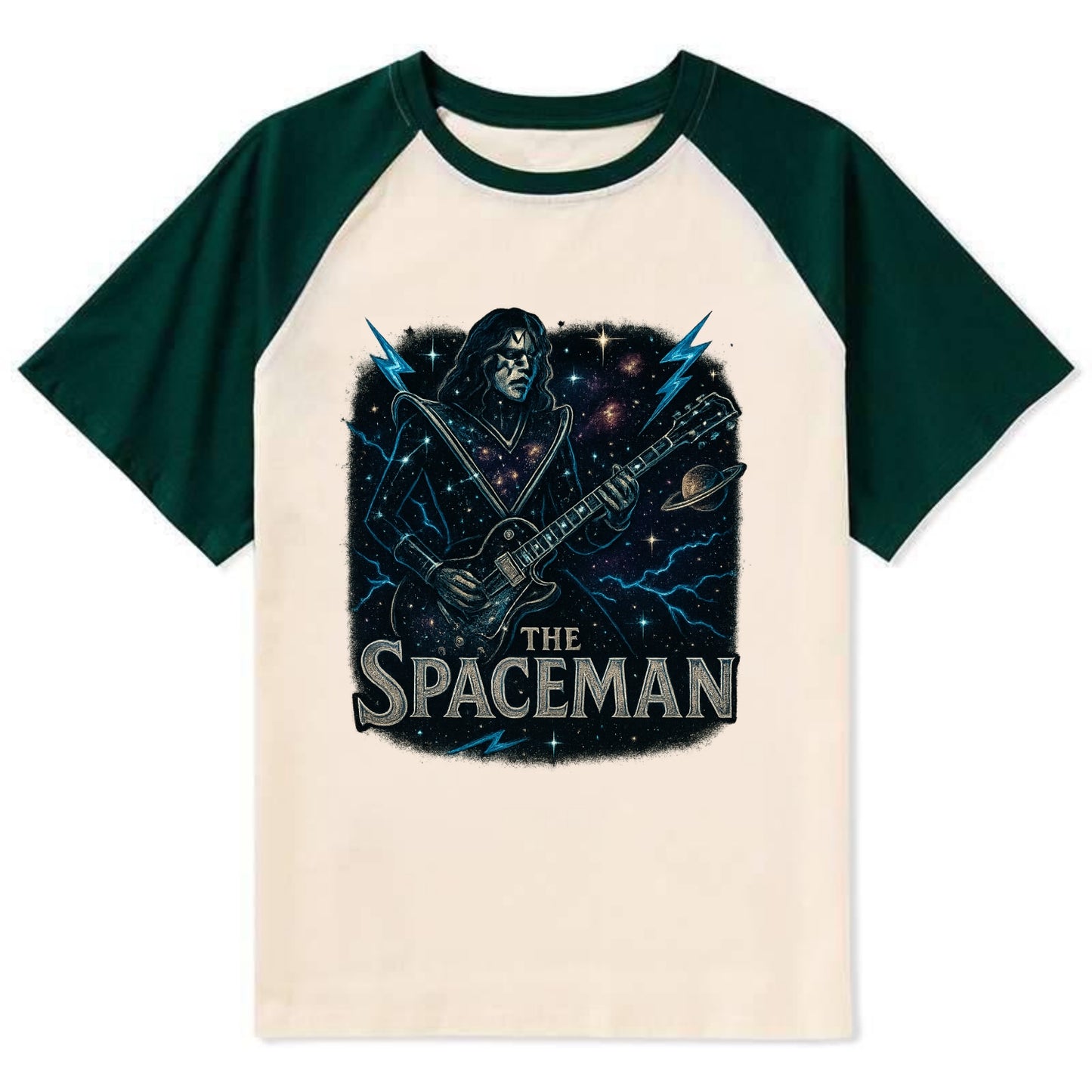 Spaceman Constellation - Contrast Raglan T-shirt - Green