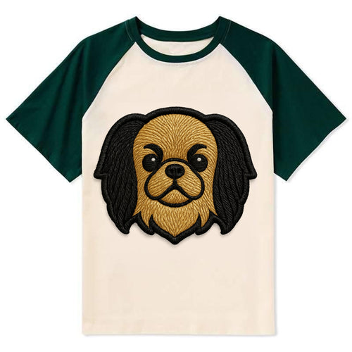 Japanese Chin - Modern flat-face logo wi - Contrast Raglan T-shirt