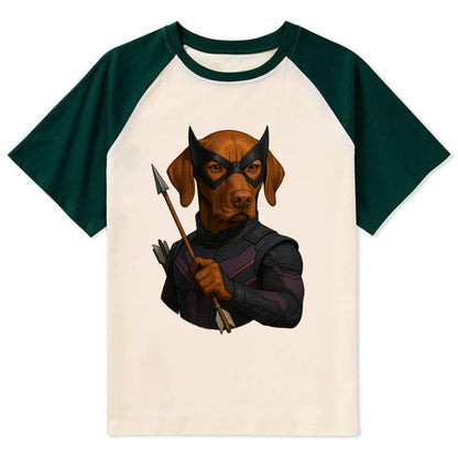 Vizsla Hawkeye  - Contrast Raglan T-shirt - Green