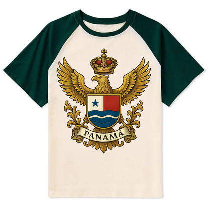 Panama Heritage Badge  - Contrast Raglan T-shirt - Green