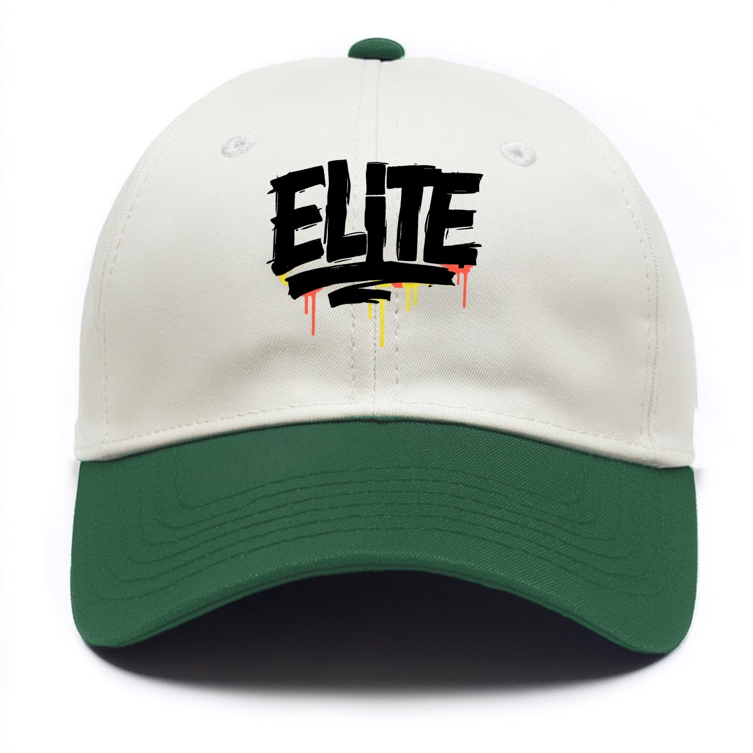 Bold typography design - "ELITE" - top tier, highest level - Two Tone Cap - Green