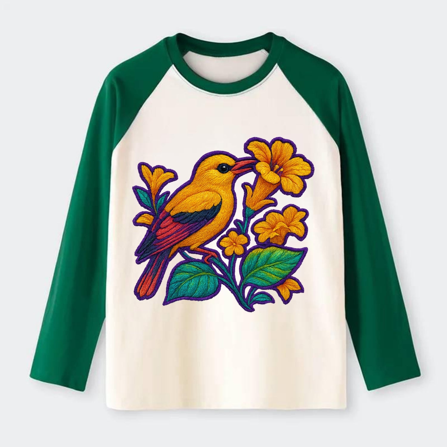 Golden Oriole - Raglan Long Sleeve T-Shirt - Green