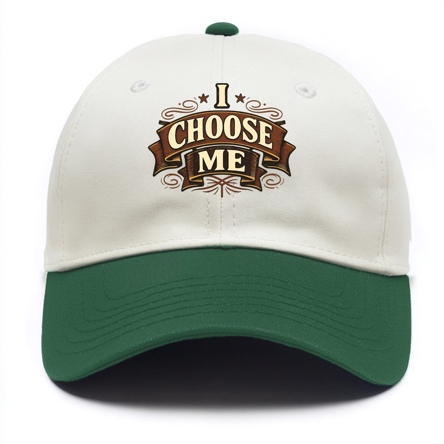 Bold typography design - "I CHOOSE ME" - self-priority, self-selection - Two Tone Cap - Green