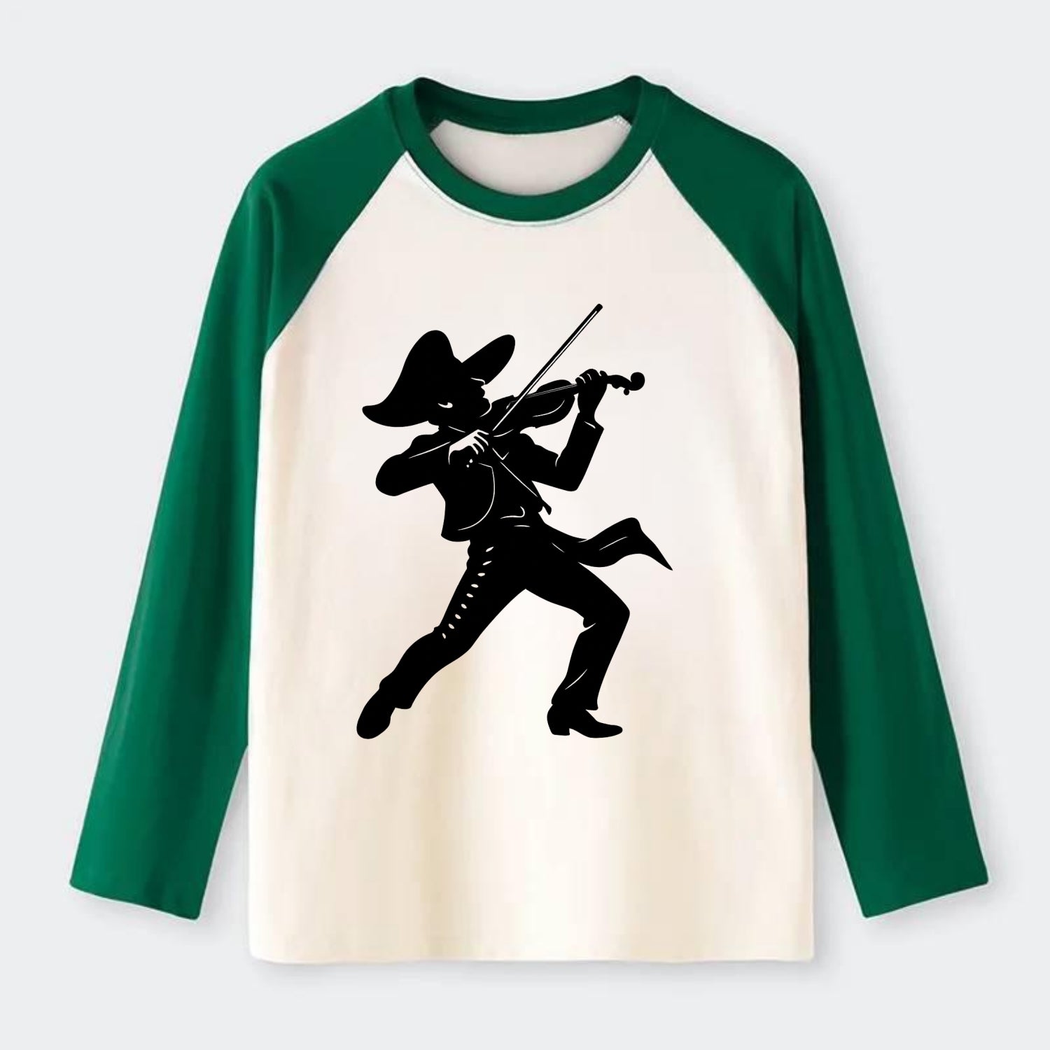 Mariachi violinist passionate performance - Raglan Long Sleeve T-Shirt - Green