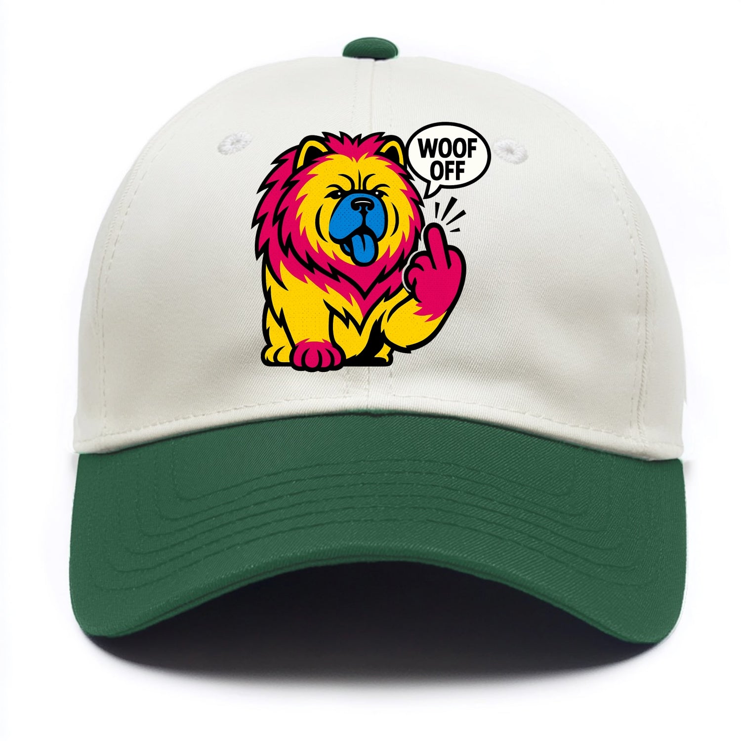 Chow Chow with lion mane and blue-black tongue, fluffy dignified paw up with sass - Two Tone Cap - Green