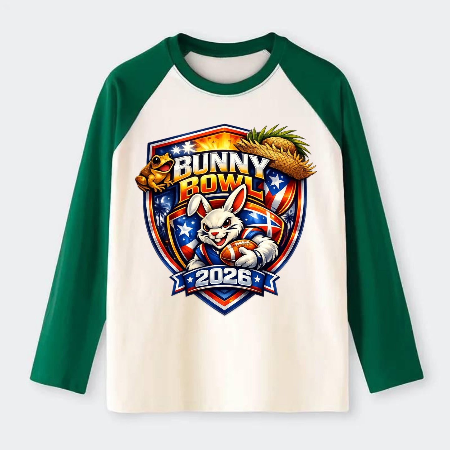 Bunny Bowl 2026 - Raglan Long Sleeve T-Shirt - Green