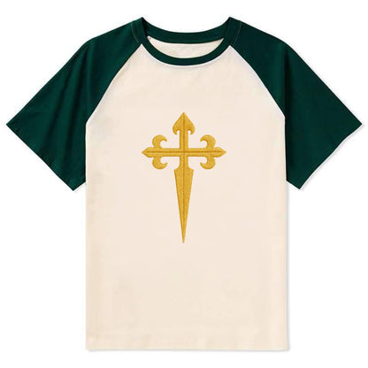 Order Of Santiago Cross - Contrast Raglan T-shirt - Green