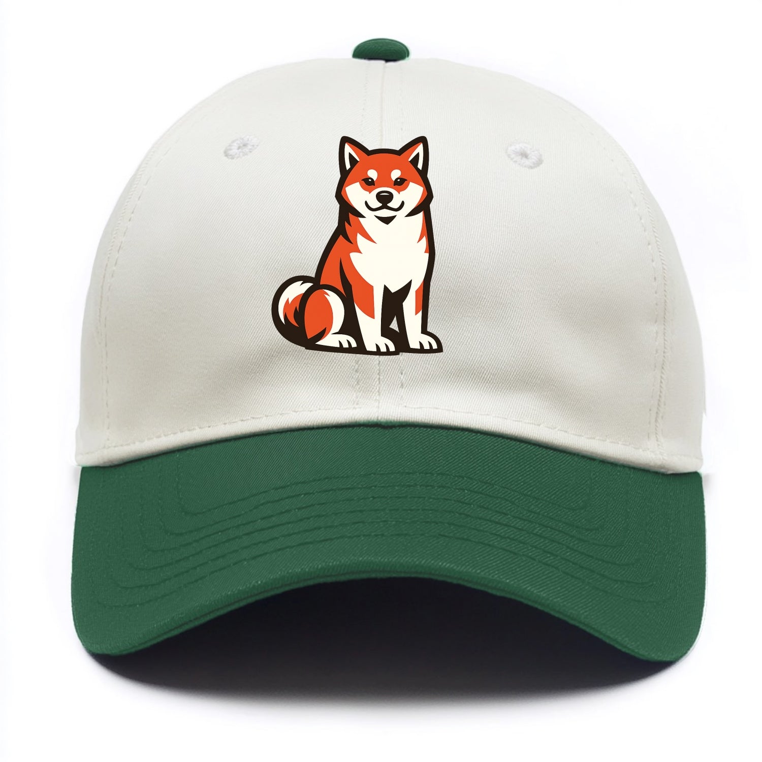 Sitting Shiba Inu Emblem - Two Tone Cap - Green